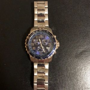 Men’s Navy Blue & Silver Invicta Watch